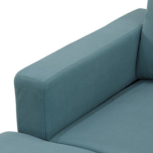 English Elm 101.5 Inch Calico Fabric Sectional Sofa with Chaise Ottoman and Tapered Wood Legs Lake Green Left Chaise B082S00163