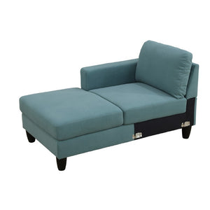 English Elm 101.5 Inch Calico Fabric Sectional Sofa with Chaise Ottoman and Tapered Wood Legs Lake Green Left Chaise B082S00163