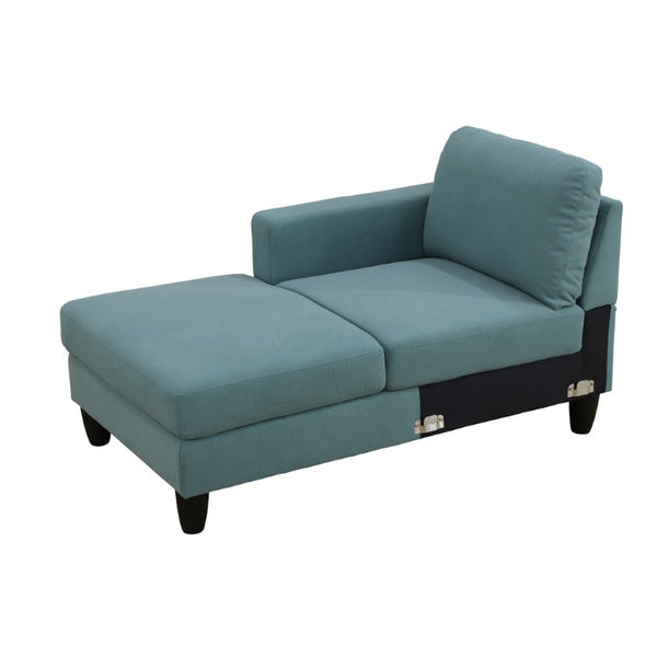 English Elm 101.5 Inch Calico Fabric Sectional Sofa with Chaise Ottoman and Tapered Wood Legs Lake Green Left Chaise B082S00163