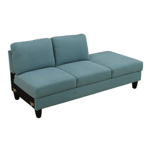 English Elm 101.5 Inch Calico Fabric Sectional Sofa with Chaise Ottoman and Tapered Wood Legs Lake Green Left Chaise B082S00163