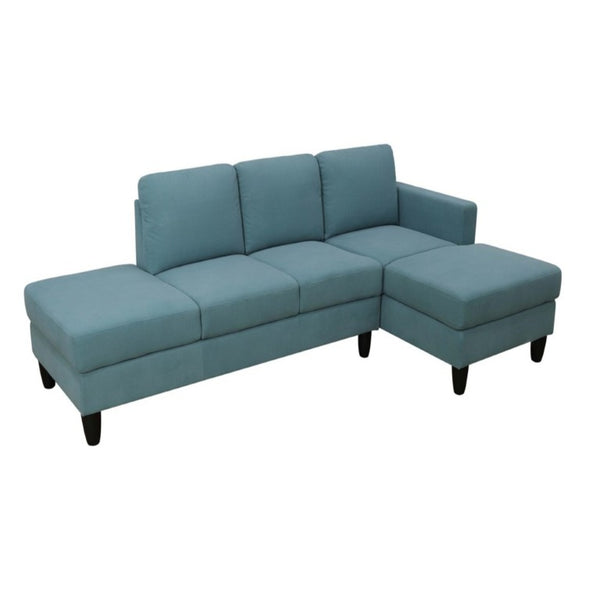 English Elm 101.5 Inch Calico Fabric L-Shaped Sectional Sofa with Ottoman and Hand-Tied Springs Lake Green Right Chaise B082S00164