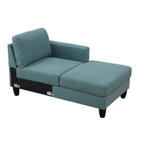 English Elm 101.5 Inch Calico Fabric L-Shaped Sectional Sofa with Ottoman and Hand-Tied Springs Lake Green Right Chaise B082S00164