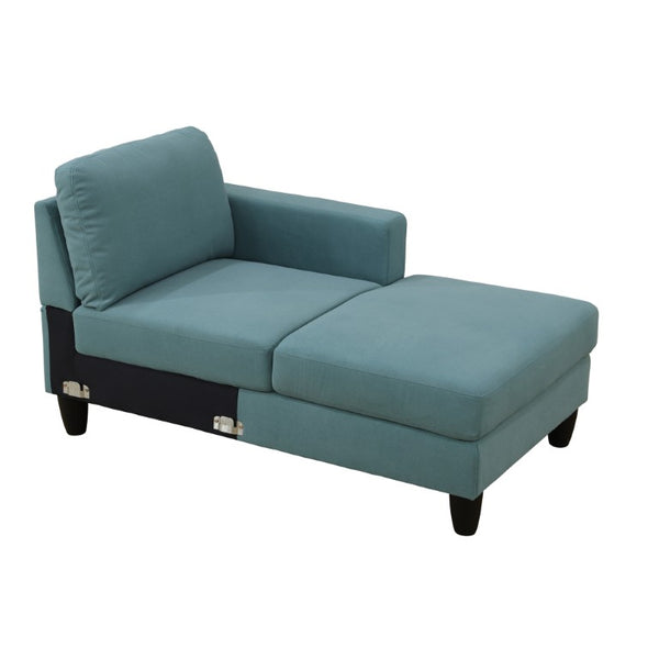 English Elm 101.5 Inch Calico Fabric L-Shaped Sectional Sofa with Ottoman and Hand-Tied Springs Lake Green Right Chaise B082S00164