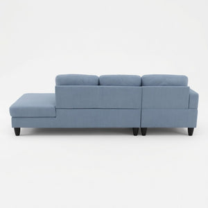 English Elm 101.5 Inch Calico Fabric L-Shaped Sectional Sofa with Ottoman and Hand-Tied Springs Grayish Blue Left Chaise B082S00165