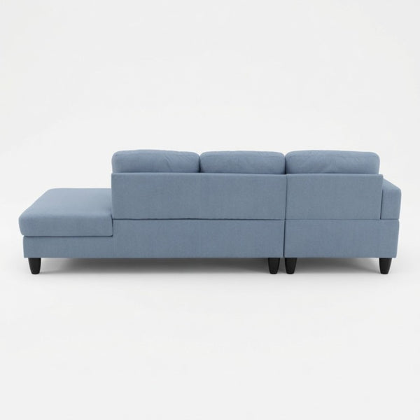 English Elm 101.5 Inch Calico Fabric L-Shaped Sectional Sofa with Ottoman and Hand-Tied Springs Grayish Blue Left Chaise B082S00165