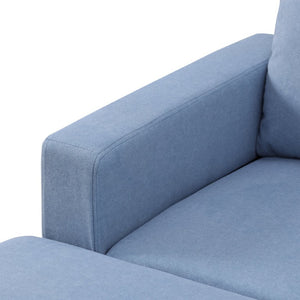 English Elm 101.5 Inch Calico Fabric L-Shaped Sectional Sofa with Ottoman and Hand-Tied Springs Grayish Blue Left Chaise B082S00165