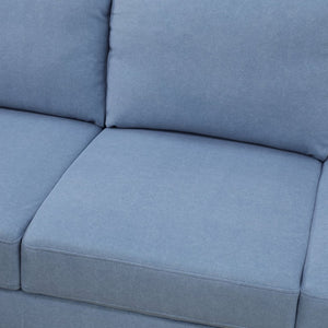 English Elm 101.5 Inch Calico Fabric L-Shaped Sectional Sofa with Ottoman and Hand-Tied Springs Grayish Blue Left Chaise B082S00165