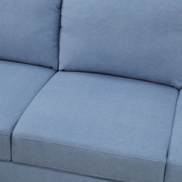 English Elm 101.5 Inch Calico Fabric L-Shaped Sectional Sofa with Ottoman and Hand-Tied Springs Grayish Blue Left Chaise B082S00165