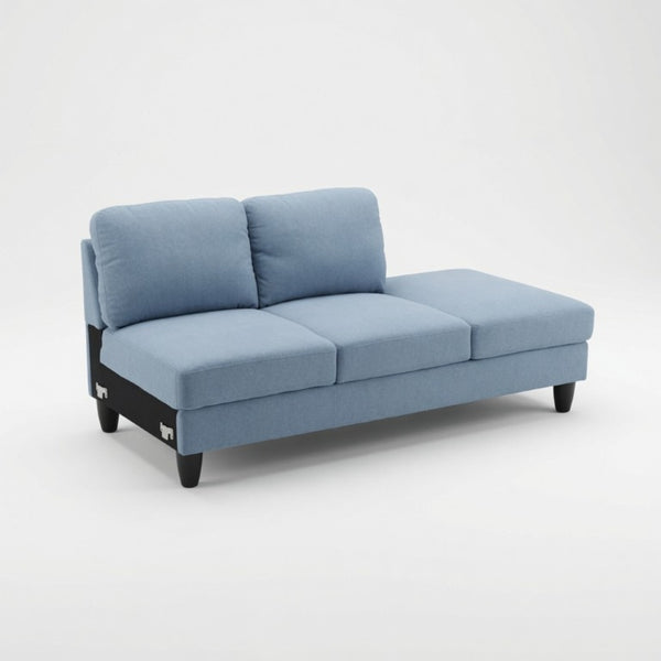 English Elm 101.5 Inch Calico Fabric L-Shaped Sectional Sofa with Ottoman and Hand-Tied Springs Grayish Blue Left Chaise B082S00165