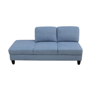 English Elm 101.5 Inch Calico Fabric L-Shaped Sectional with Ottoman and Tapered Wood Legs Grayish Blue Right Chaise B082S00166