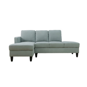 English Elm 101.5 Inch Calico Fabric L-Shaped Sectional with Ottoman and Tapered Wood Legs Pale Green Left Chaise B082S00167