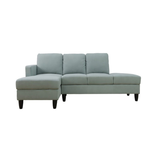 English Elm 101.5 Inch Calico Fabric L-Shaped Sectional with Ottoman and Tapered Wood Legs Pale Green Left Chaise B082S00167