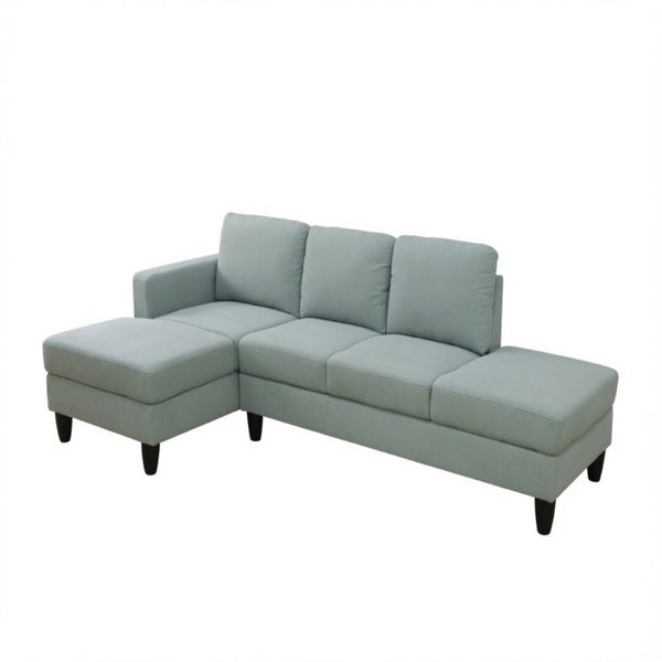 English Elm 101.5 Inch Calico Fabric L-Shaped Sectional with Ottoman and Tapered Wood Legs Pale Green Left Chaise B082S00167