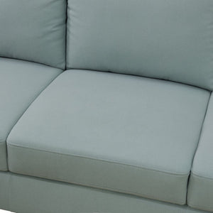 English Elm 101.5 Inch Calico Fabric L-Shaped Sectional with Ottoman and Tapered Wood Legs Pale Green Left Chaise B082S00167