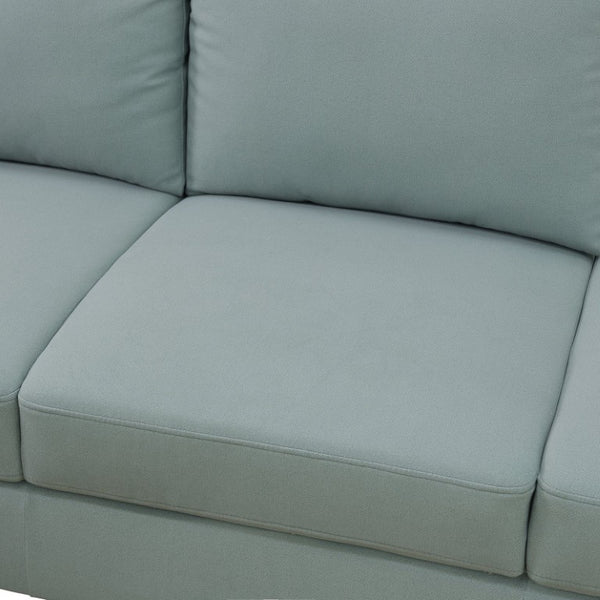 English Elm 101.5 Inch Calico Fabric L-Shaped Sectional with Ottoman and Tapered Wood Legs Pale Green Left Chaise B082S00167
