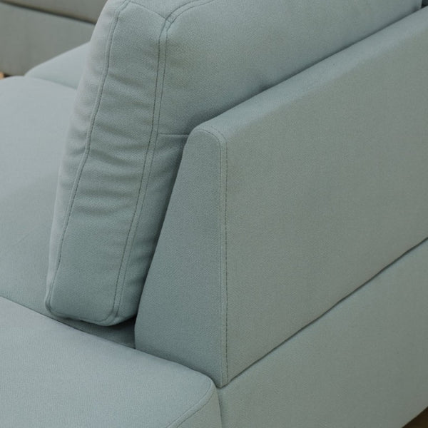 English Elm 101.5 Inch Calico Fabric L-Shaped Sectional with Ottoman and Tapered Wood Legs Pale Green Left Chaise B082S00167
