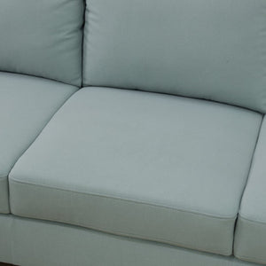English Elm 101.5 Inch Calico Fabric L-Shaped Sectional with Ottoman and Tapered Wood Legs Pale Green Left Chaise B082S00167