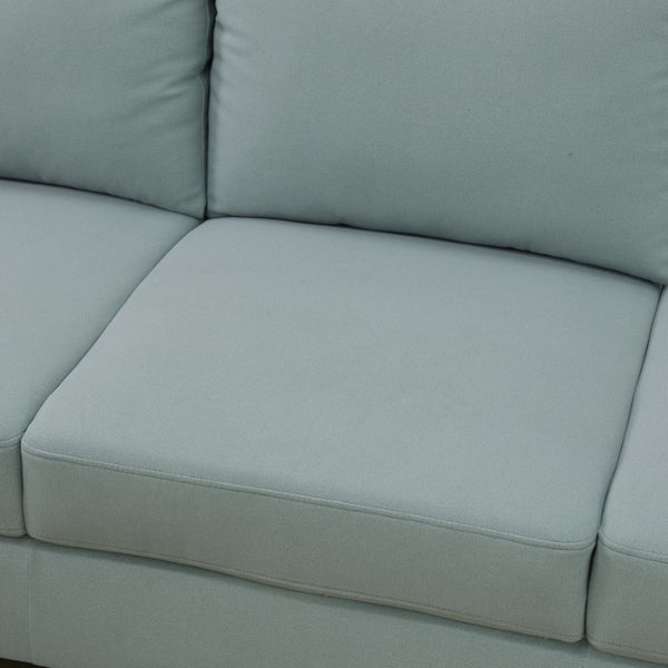 English Elm 101.5 Inch Calico Fabric L-Shaped Sectional with Ottoman and Tapered Wood Legs Pale Green Left Chaise B082S00167
