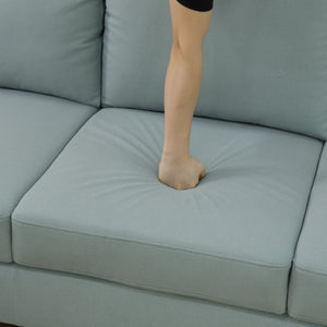 English Elm 101.5 Inch Calico Fabric L-Shaped Sectional with Ottoman and Tapered Wood Legs Pale Green Left Chaise B082S00167