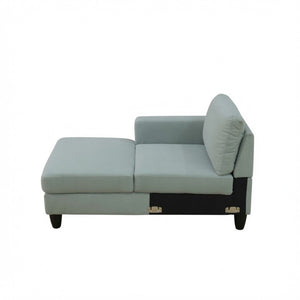 English Elm 101.5 Inch Calico Fabric L-Shaped Sectional with Ottoman and Tapered Wood Legs Pale Green Left Chaise B082S00167