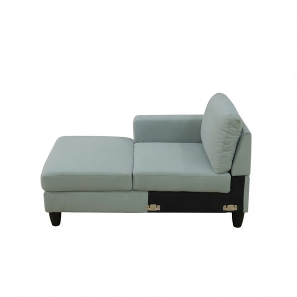 English Elm 101.5 Inch Calico Fabric L-Shaped Sectional with Ottoman and Tapered Wood Legs Pale Green Left Chaise B082S00167