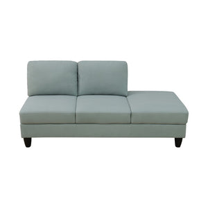 English Elm 101.5 Inch Calico Fabric L-Shaped Sectional with Ottoman and Tapered Wood Legs Pale Green Left Chaise B082S00167