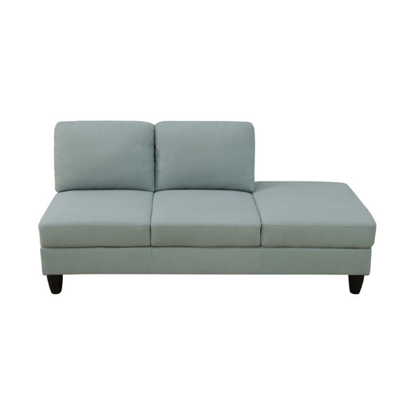 English Elm 101.5 Inch Calico Fabric L-Shaped Sectional with Ottoman and Tapered Wood Legs Pale Green Left Chaise B082S00167