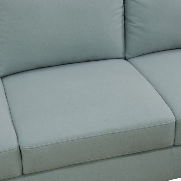 English Elm 101.5 Inch Calico Fabric Sectional Sofa with Right Chaise Ottoman and Hand-Tied Springs Pale Green Cotton Linen B082S00168