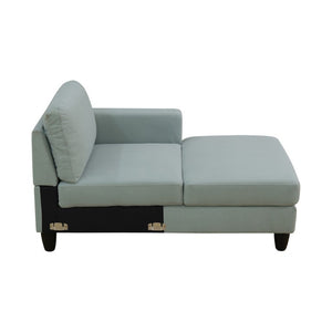 English Elm 101.5 Inch Calico Fabric Sectional Sofa with Right Chaise Ottoman and Hand-Tied Springs Pale Green Cotton Linen B082S00168