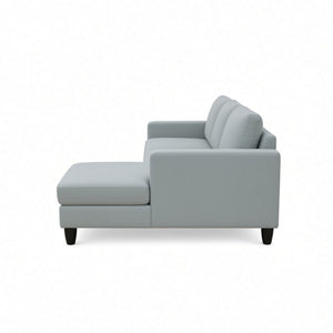 English Elm 101.5 Inch Calico Fabric Sectional Sofa with Right Chaise Ottoman and Hand-Tied Springs Pale Green Cotton Linen B082S00168