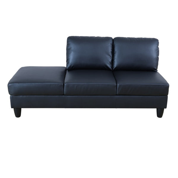 English Elm 101.5 Inch L-Shaped Sectional Sofa with Chaise Ottoman and Hand-Tied Spring Support Black Faux Leather B082S00170