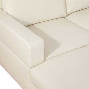 English Elm 101.5 Inch L-Shaped Sectional Sofa with Chaise Ottoman and Hand-Tied Spring Support Beige Faux Leather B082S00171