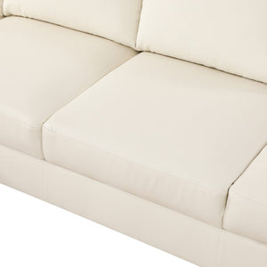 English Elm 101.5 Inch L-Shaped Sectional Sofa with Chaise Ottoman and Hand-Tied Spring Support Beige Faux Leather B082S00171