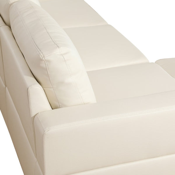 English Elm 101.5 Inch L-Shaped Sectional Sofa with Chaise Ottoman and Hand-Tied Spring Support Beige Faux Leather B082S00171