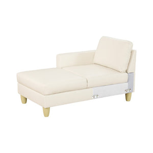 English Elm 101.5 Inch L-Shaped Sectional Sofa with Chaise Ottoman and Hand-Tied Spring Support Beige Faux Leather B082S00171