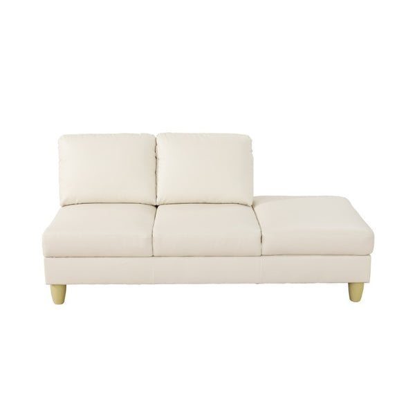English Elm 101.5 Inch L-Shaped Sectional Sofa with Chaise Ottoman and Hand-Tied Spring Support Beige Faux Leather B082S00171
