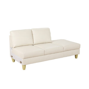 English Elm 101.5 Inch L-Shaped Sectional Sofa with Chaise Ottoman and Hand-Tied Spring Support Beige Faux Leather B082S00171