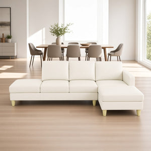 English Elm 101.5 Inch Faux Leather L-Shaped Sectional with Chaise and Ottoman for Family Rooms B082S00172