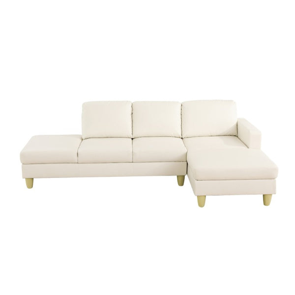 English Elm 101.5 Inch Faux Leather L-Shaped Sectional with Chaise and Ottoman for Family Rooms B082S00172