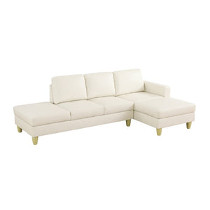 English Elm 101.5 Inch Faux Leather L-Shaped Sectional with Chaise and Ottoman for Family Rooms B082S00172