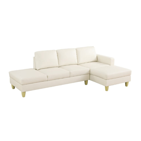 English Elm 101.5 Inch Faux Leather L-Shaped Sectional with Chaise and Ottoman for Family Rooms B082S00172