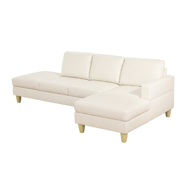 English Elm 101.5 Inch Faux Leather L-Shaped Sectional with Chaise and Ottoman for Family Rooms B082S00172