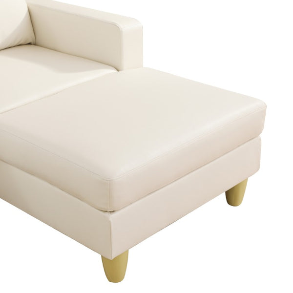 English Elm 101.5 Inch Faux Leather L-Shaped Sectional with Chaise and Ottoman for Family Rooms B082S00172