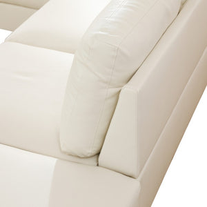 English Elm 101.5 Inch Faux Leather L-Shaped Sectional with Chaise and Ottoman for Family Rooms B082S00172