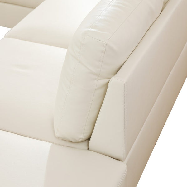 English Elm 101.5 Inch Faux Leather L-Shaped Sectional with Chaise and Ottoman for Family Rooms B082S00172