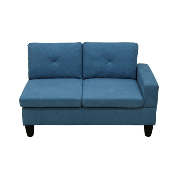 English Elm 95.5 Inch Modular L-Shaped Sectional with Chaise Six Seat Calico Fabric Living Room Sofa Lake Blue Linen B082S00173