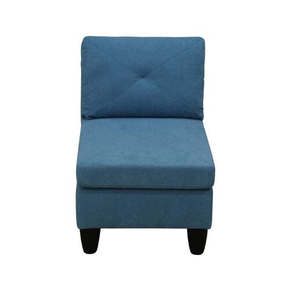 English Elm 95.5 Inch Modular L-Shaped Sectional with Chaise Six Seat Calico Fabric Living Room Sofa Lake Blue Linen B082S00173