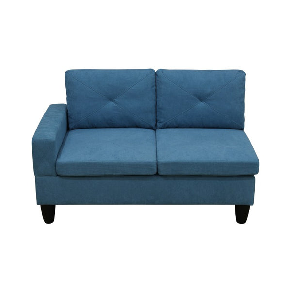 English Elm 95.5 Inch Modular L-Shaped Sectional with Chaise Six Seat Calico Fabric Living Room Sofa Lake Blue Linen B082S00173