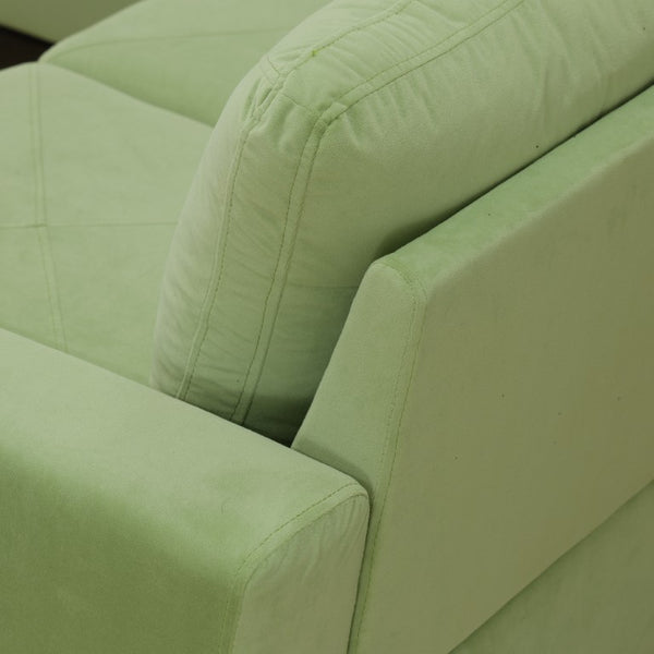 English Elm 95.5 Inch Modular L-Shaped Sectional with Chaise Six Seat Calico Fabric Living Room Sofa Apple Green Flannelette B082S00174