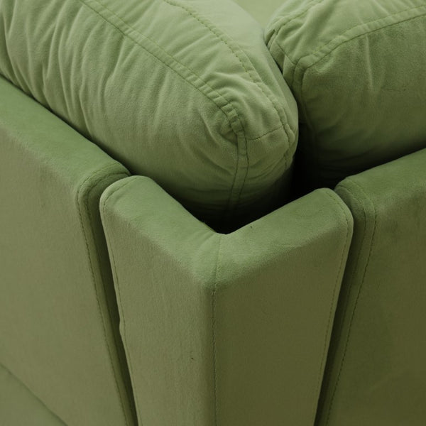 English Elm 95.5 Inch Modular L-Shaped Sectional with Chaise Six Seat Calico Fabric Living Room Sofa Apple Green Flannelette B082S00174